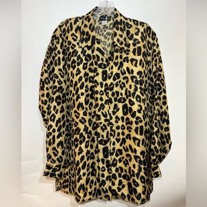 VTG 100% Silk NCounter Women's Medium Blouse 90s Leopard Oversized